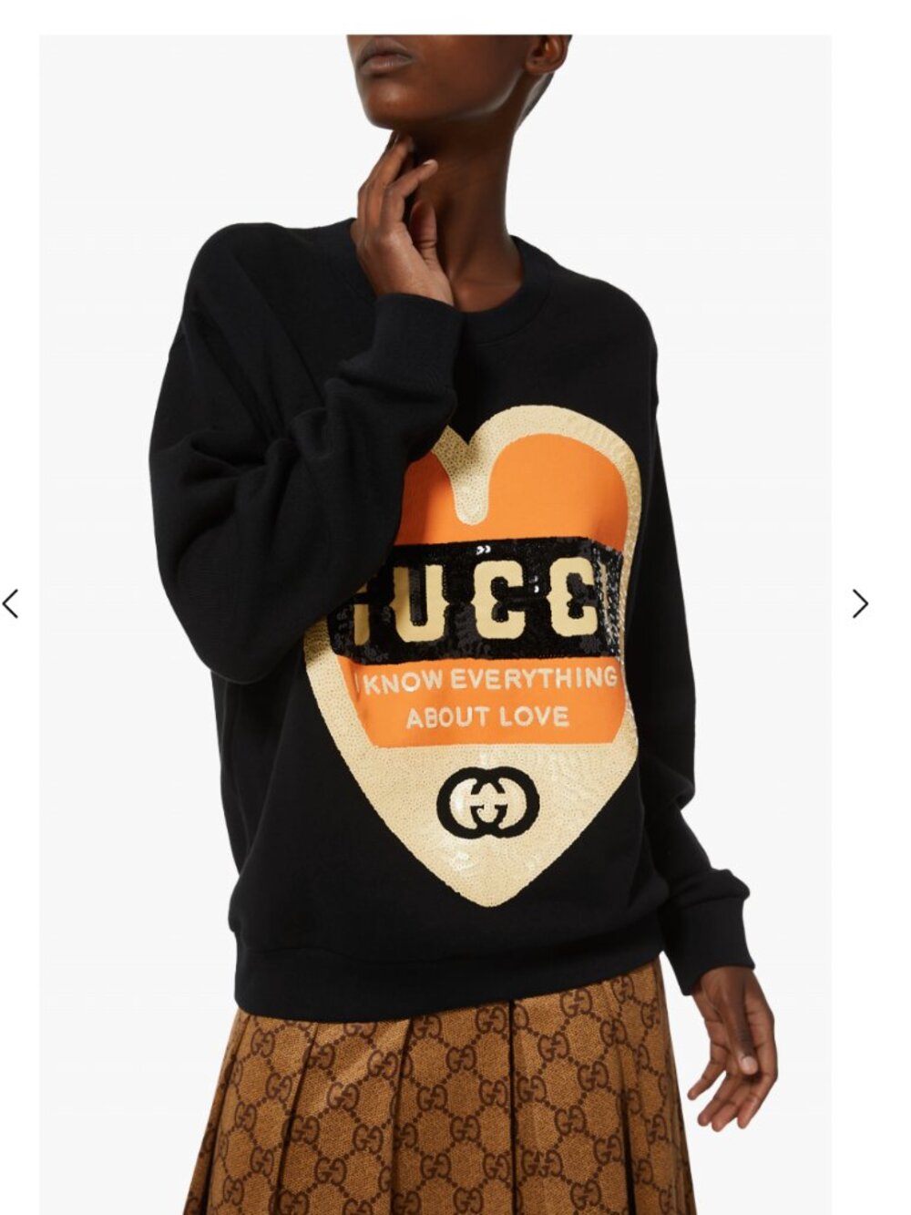 Gucci “I Know Everything About Love” Sequin Sweatshirt XXS Authentic